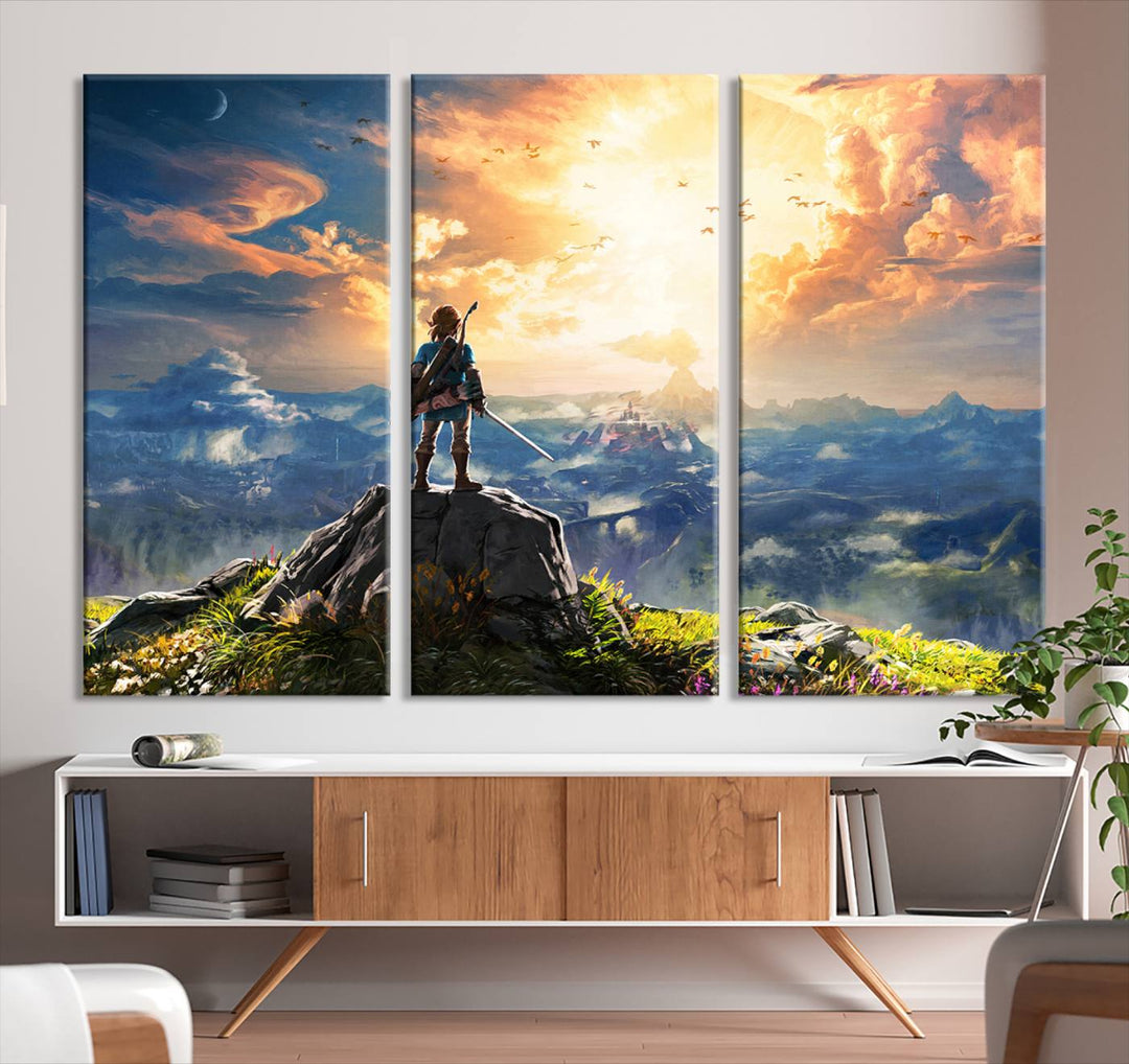 Legend of Zelda wall art Breath of the Wild Game room decor Zelda canvas print Nursery art Zelda poster Large canvas art