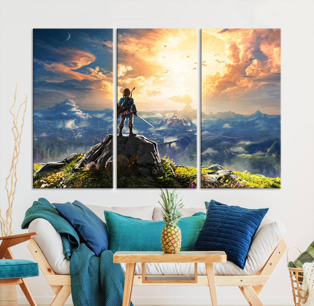 Legend of Zelda wall art Breath of the Wild Game room decor Zelda canvas print Nursery art Zelda poster Large canvas art