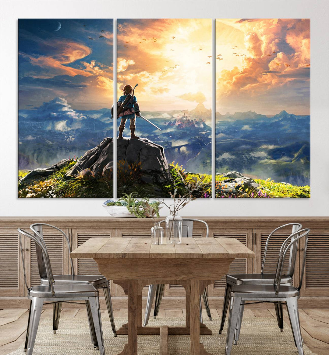 Legend of Zelda wall art Breath of the Wild Game room decor Zelda canvas print Nursery art Zelda poster Large canvas art