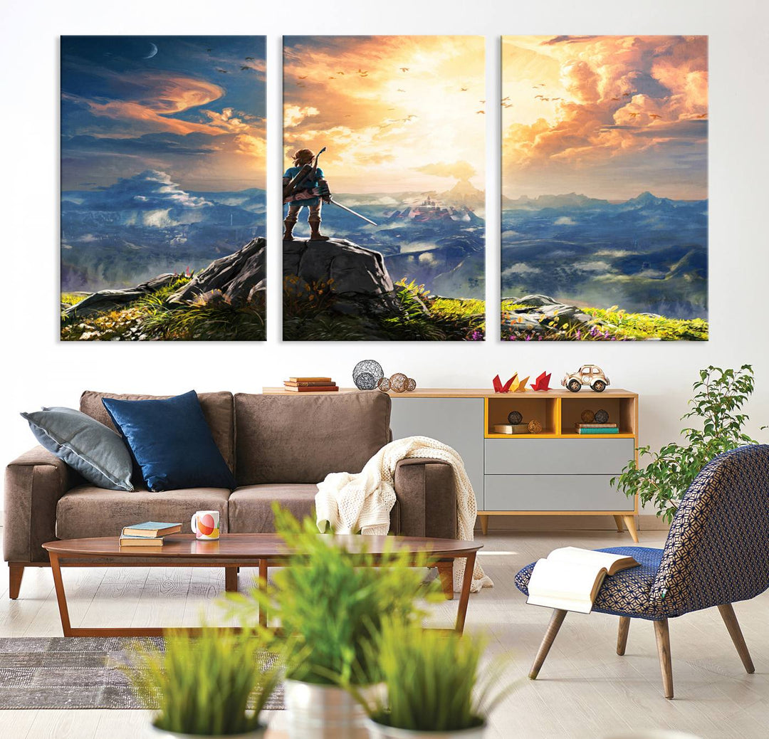 Legend of Zelda wall art Breath of the Wild Game room decor Zelda canvas print Nursery art Zelda poster Large canvas art