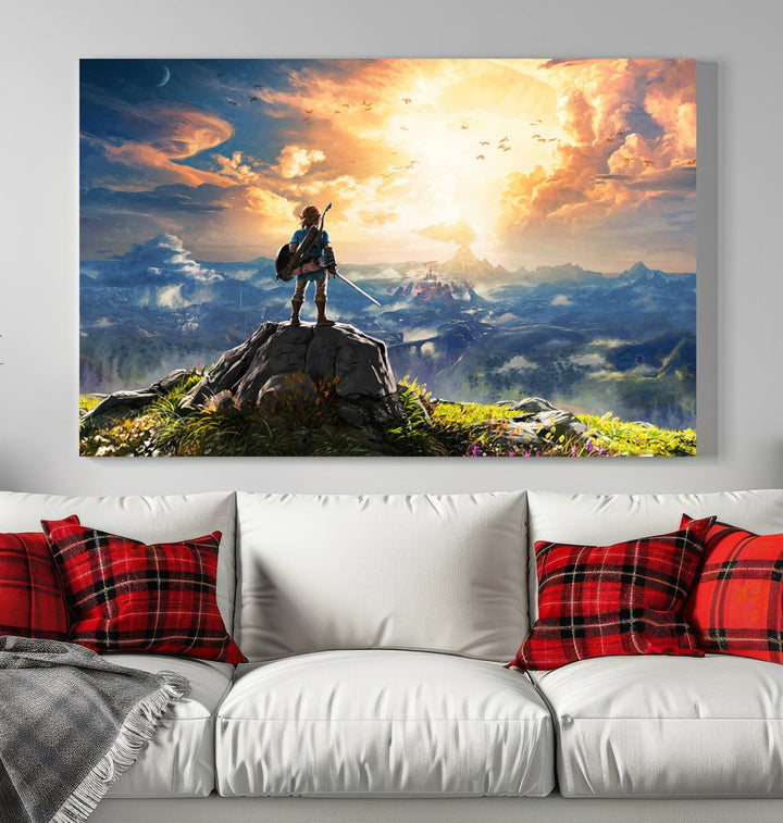 Legend of Zelda wall art Breath of the Wild Game room decor Zelda canvas print Nursery art Zelda poster Large canvas art