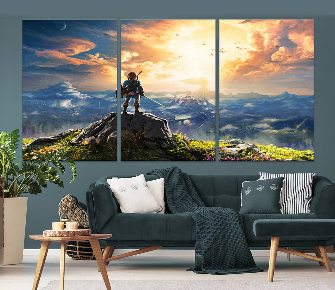 Legend of Zelda wall art Breath of the Wild Game room decor Zelda canvas print Nursery art Zelda poster Large canvas art