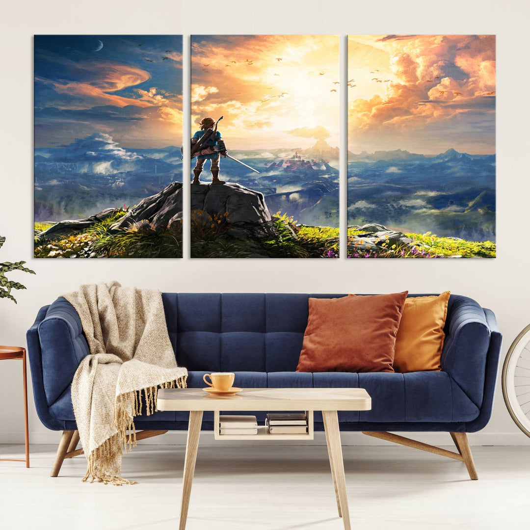 Legend of Zelda wall art Breath of the Wild Game room decor Zelda canvas print Nursery art Zelda poster Large canvas art