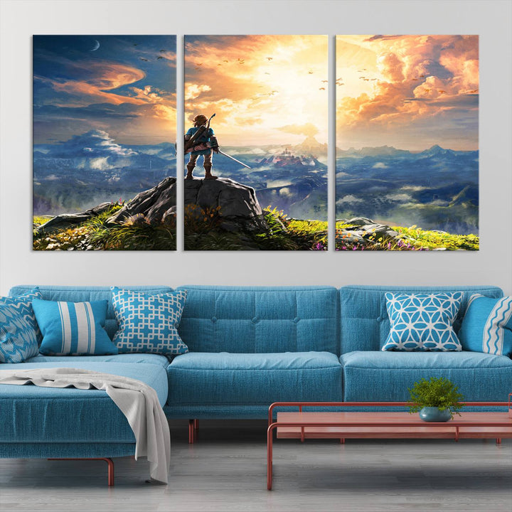 Legend of Zelda wall art Breath of the Wild Game room decor Zelda canvas print Nursery art Zelda poster Large canvas art