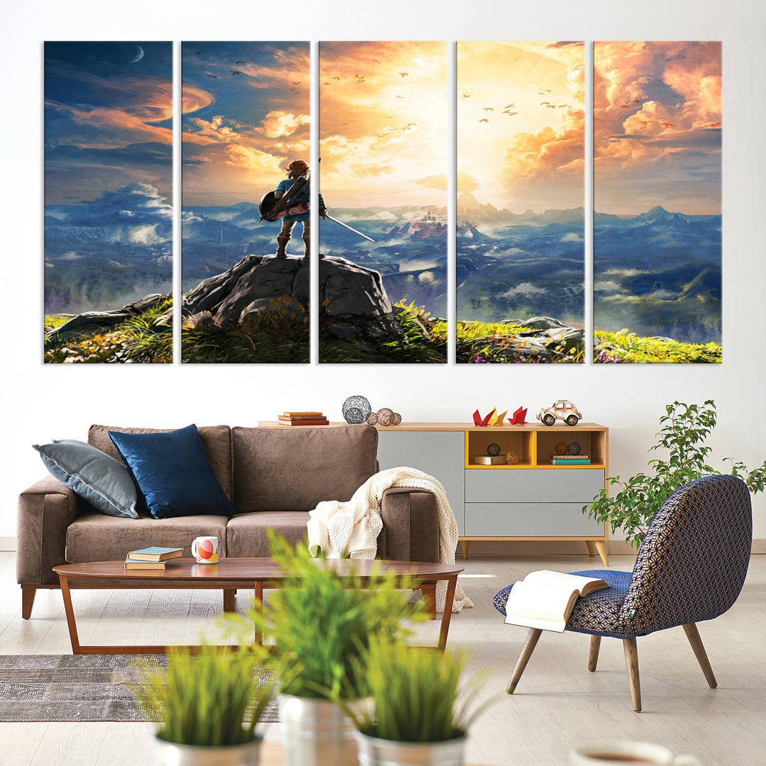 Legend of Zelda wall art Breath of the Wild Game room decor Zelda canvas print Nursery art Zelda poster Large canvas art