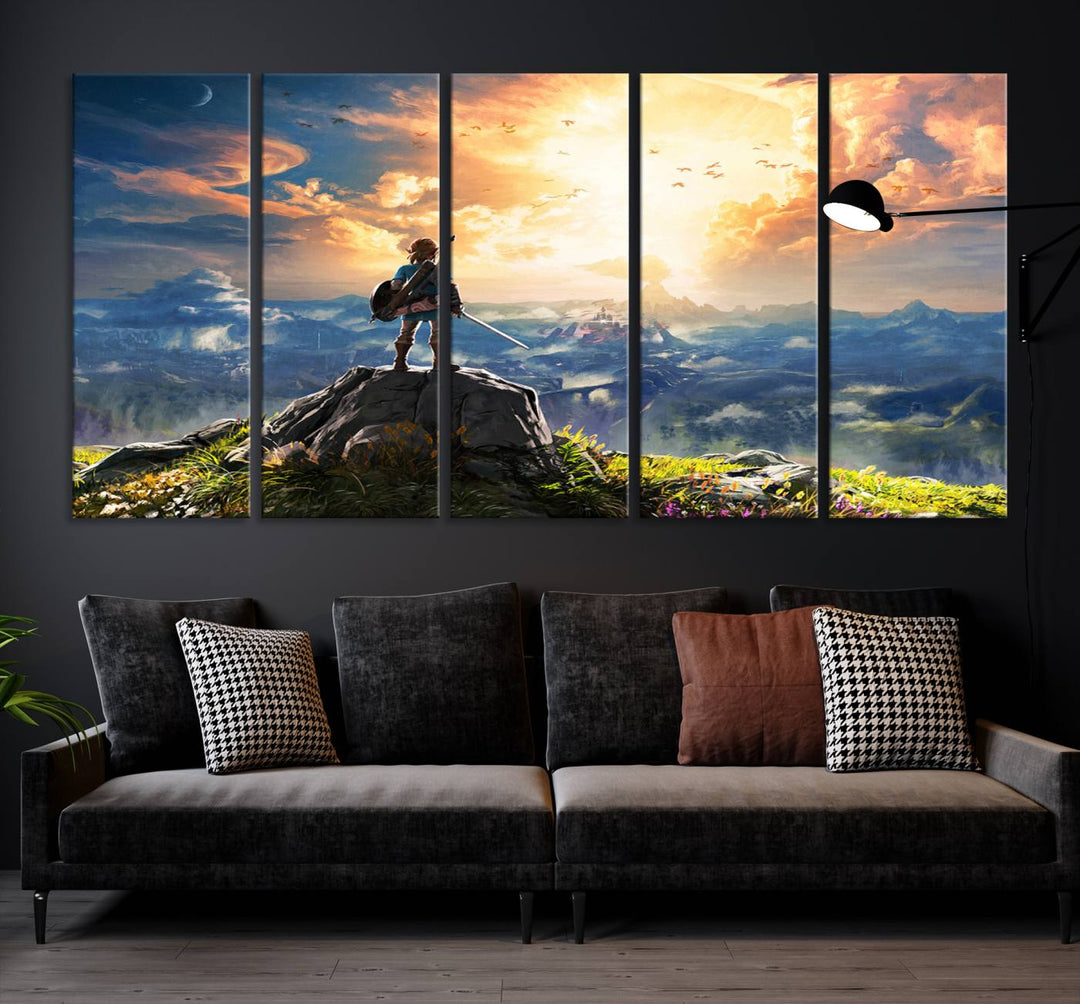 Legend of Zelda wall art Breath of the Wild Game room decor Zelda canvas print Nursery art Zelda poster Large canvas art