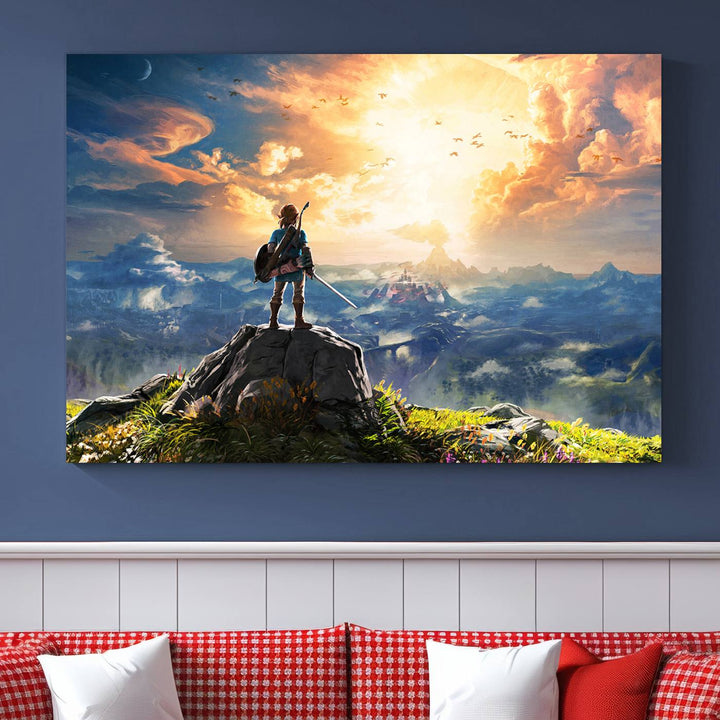 Legend of Zelda wall art Breath of the Wild Game room decor Zelda canvas print Nursery art Zelda poster Large canvas art