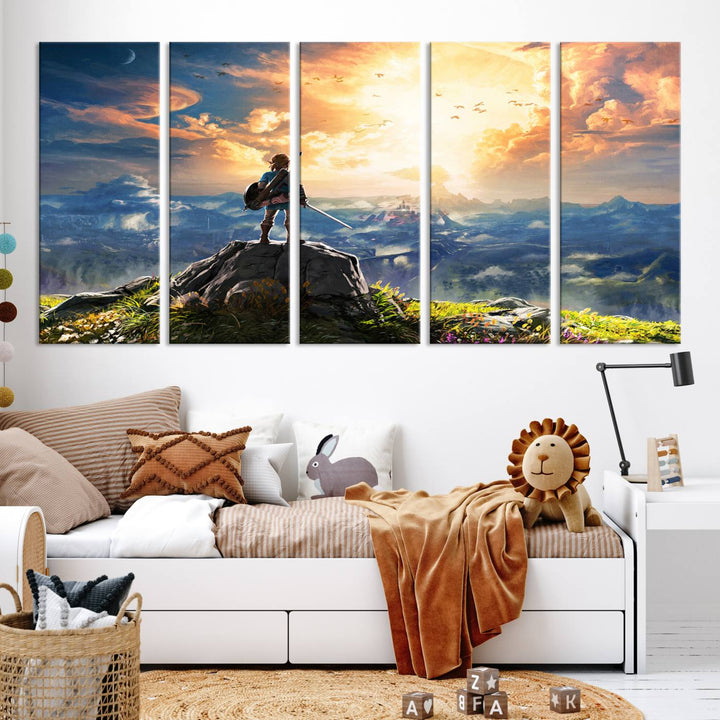 Legend of Zelda wall art Breath of the Wild Game room decor Zelda canvas print Nursery art Zelda poster Large canvas art