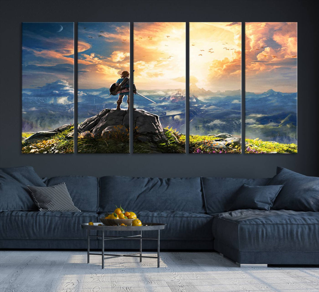 Legend of Zelda wall art Breath of the Wild Game room decor Zelda canvas print Nursery art Zelda poster Large canvas art