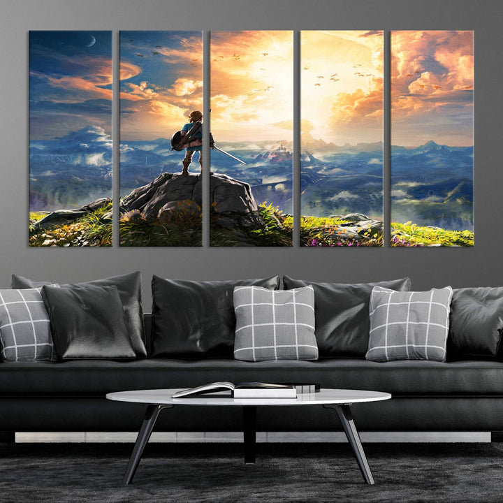 Legend of Zelda wall art Breath of the Wild Game room decor Zelda canvas print Nursery art Zelda poster Large canvas art