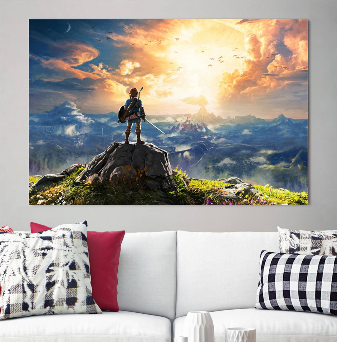 Legend of Zelda wall art Breath of the Wild Game room decor Zelda canvas print Nursery art Zelda poster Large canvas art