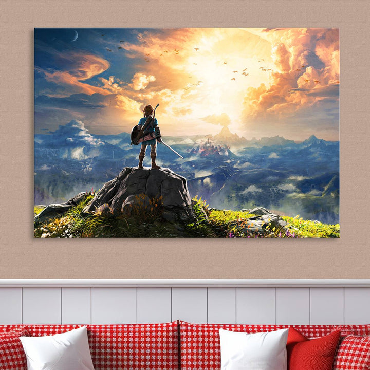 Legend of Zelda wall art Breath of the Wild Game room decor Zelda canvas print Nursery art Zelda poster Large canvas art