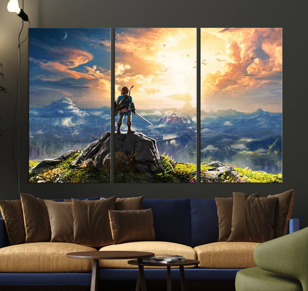 Legend of Zelda wall art Breath of the Wild Game room decor Zelda canvas print Nursery art Zelda poster Large canvas art