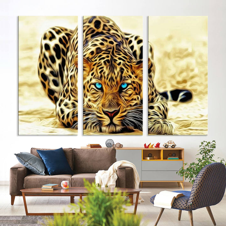 Leopard Blue Eye Wall Art Canvas Print