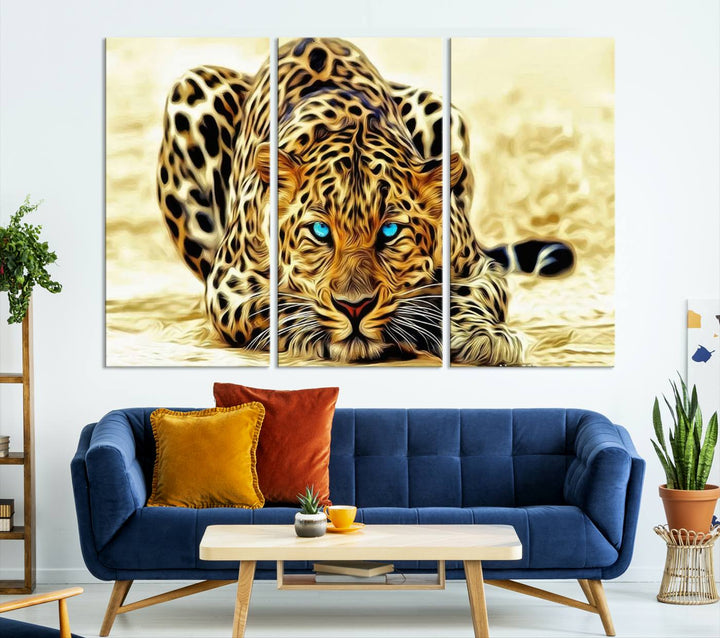 Leopard Blue Eye Wall Art Canvas Print