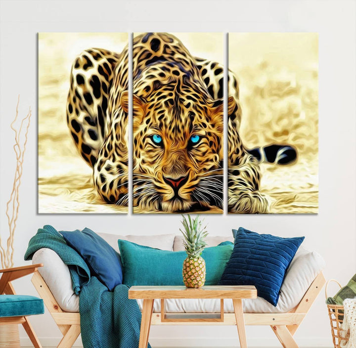 Leopard Blue Eye Wall Art Canvas Print