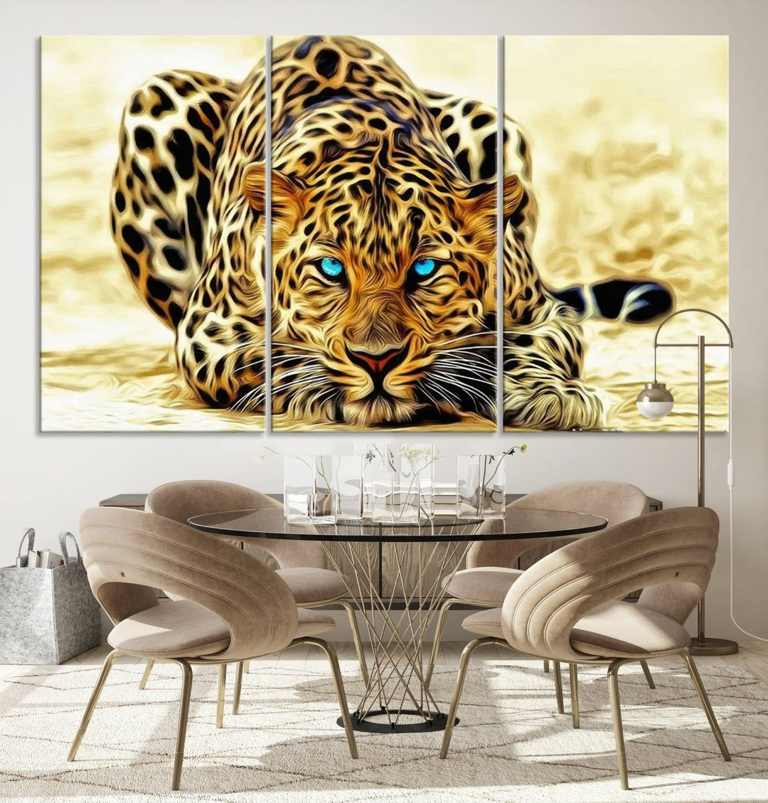 Leopard Blue Eye Wall Art Canvas Print