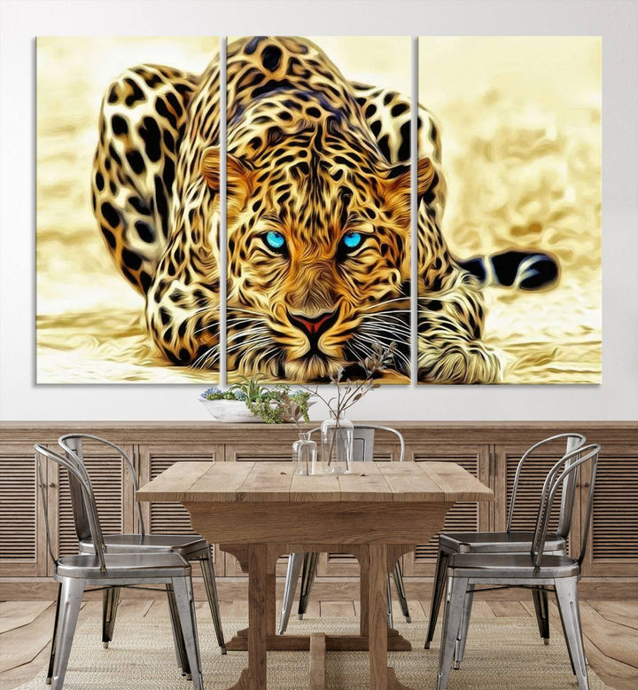 Leopard Blue Eye Wall Art Canvas Print