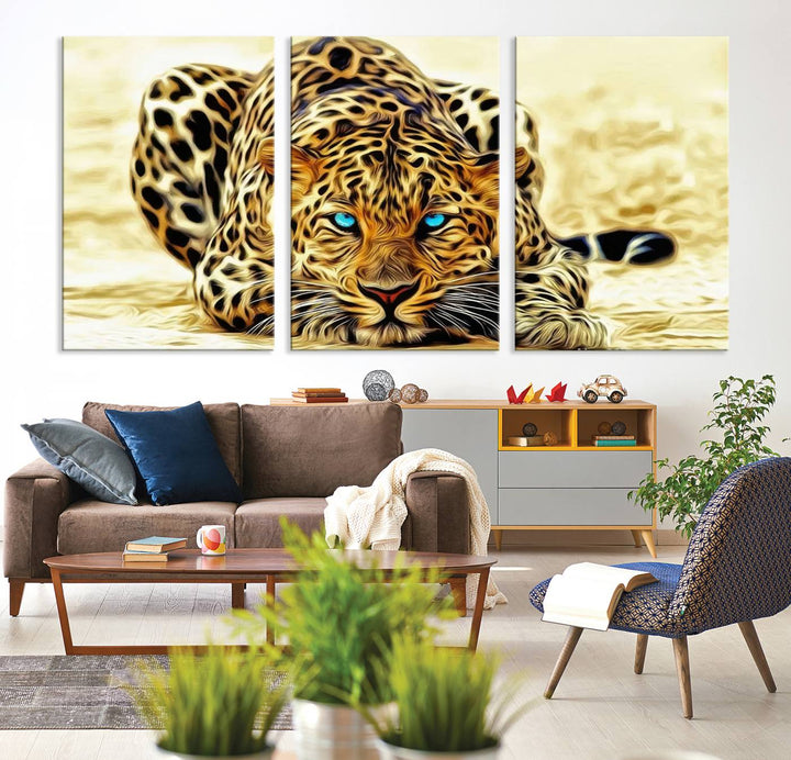 Leopard Blue Eye Wall Art Canvas Print