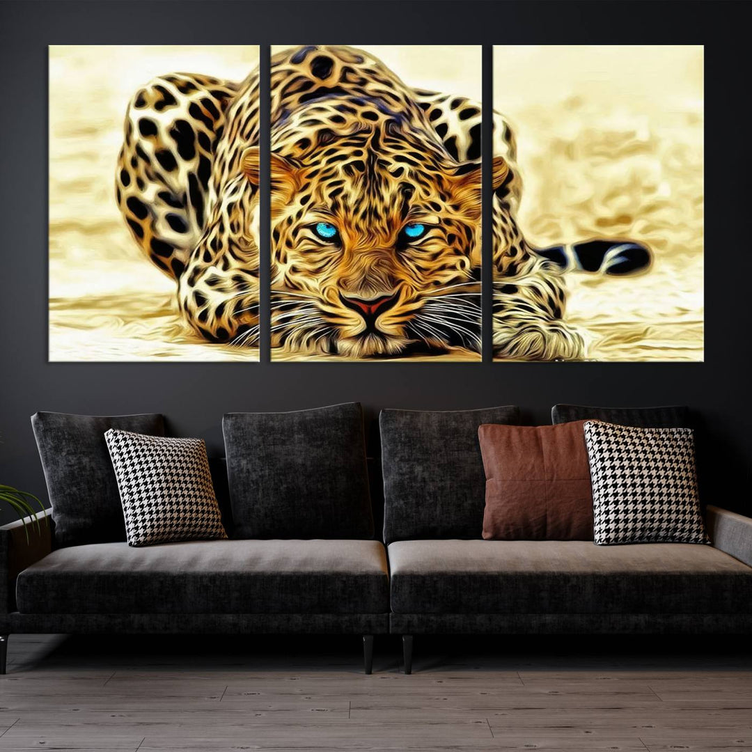 Leopard Blue Eye Wall Art Canvas Print