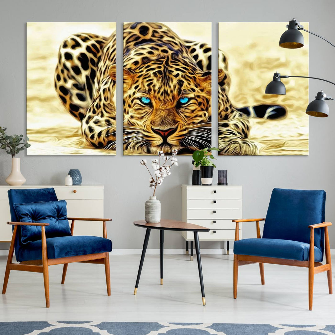 Leopard Blue Eye Wall Art Canvas Print