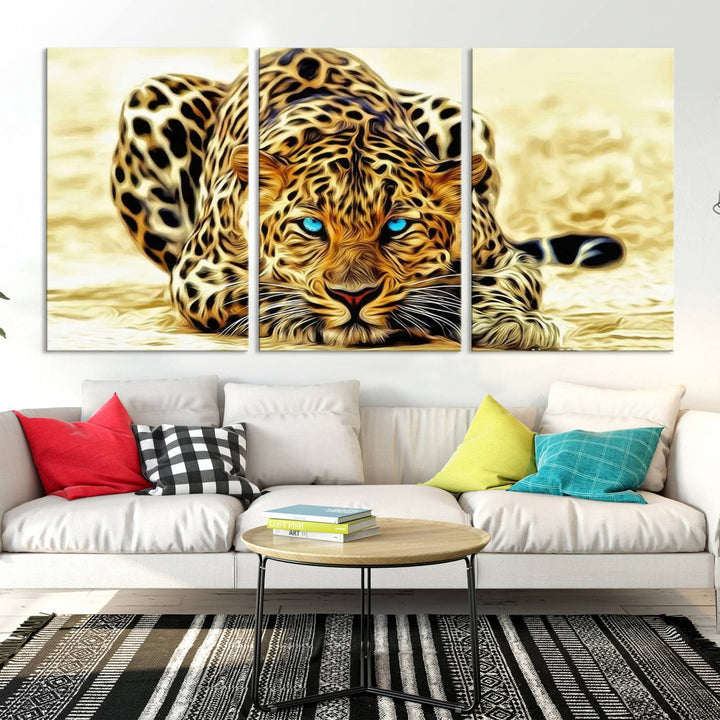 Leopard Blue Eye Wall Art Canvas Print