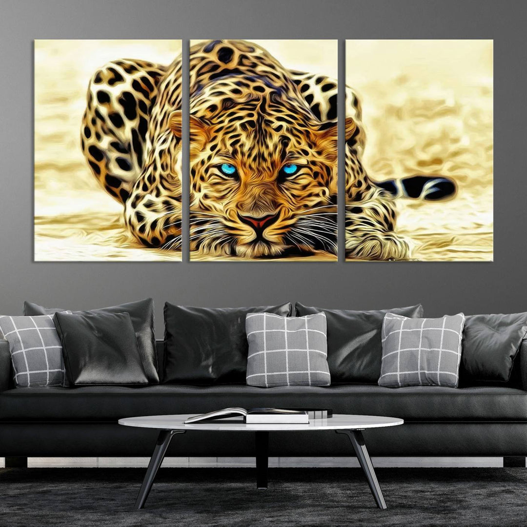 Leopard Blue Eye Wall Art Canvas Print