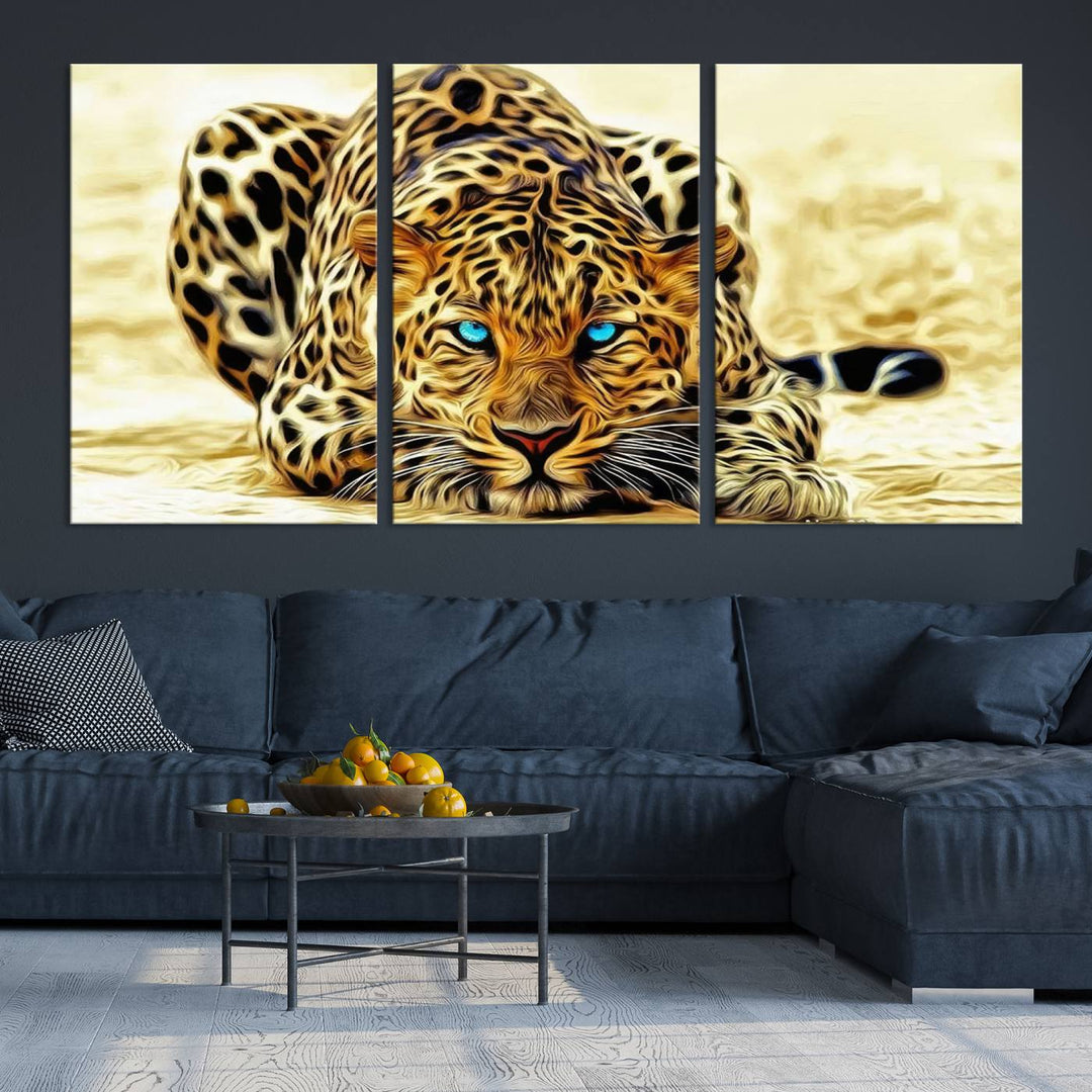 Leopard Blue Eye Wall Art Canvas Print