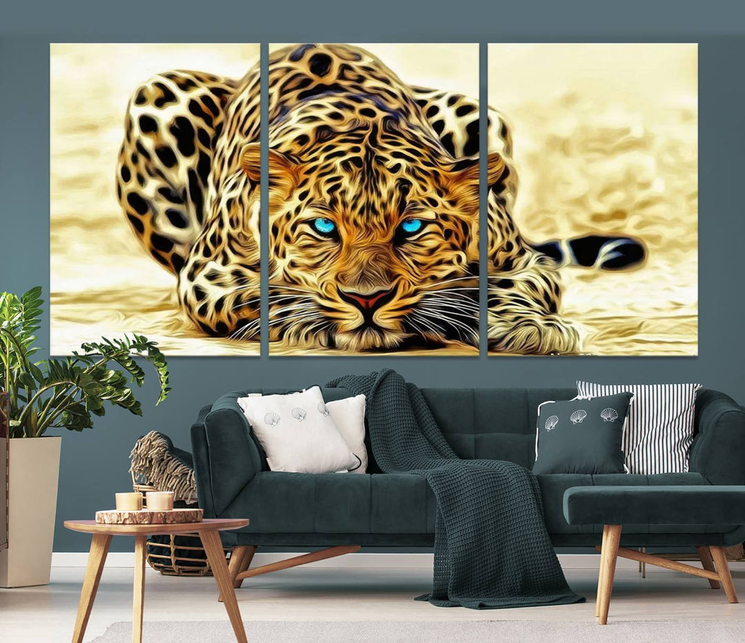 Leopard Blue Eye Wall Art Canvas Print