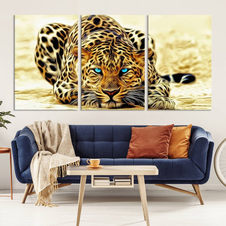 Leopard Blue Eye Wall Art Canvas Print