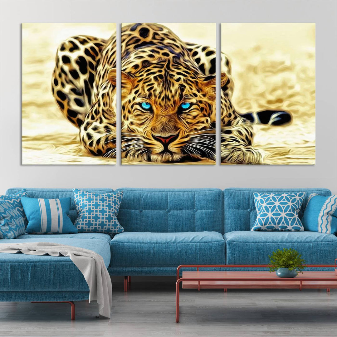 Leopard Blue Eye Wall Art Canvas Print