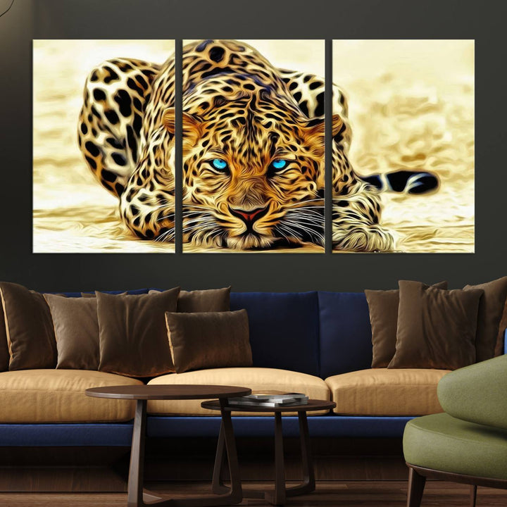 Leopard Blue Eye Wall Art Canvas Print