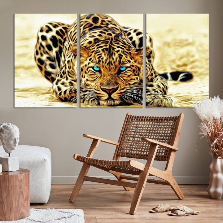 Leopard Blue Eye Wall Art Canvas Print