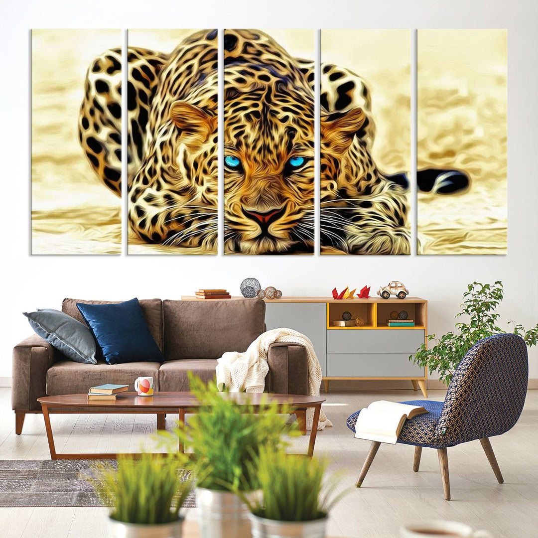 Leopard Blue Eye Wall Art Canvas Print