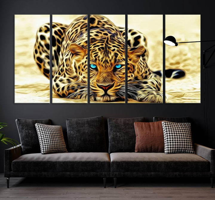 Leopard Blue Eye Wall Art Canvas Print