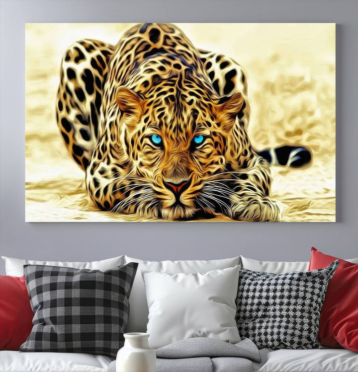 Leopard Blue Eye Wall Art Canvas Print