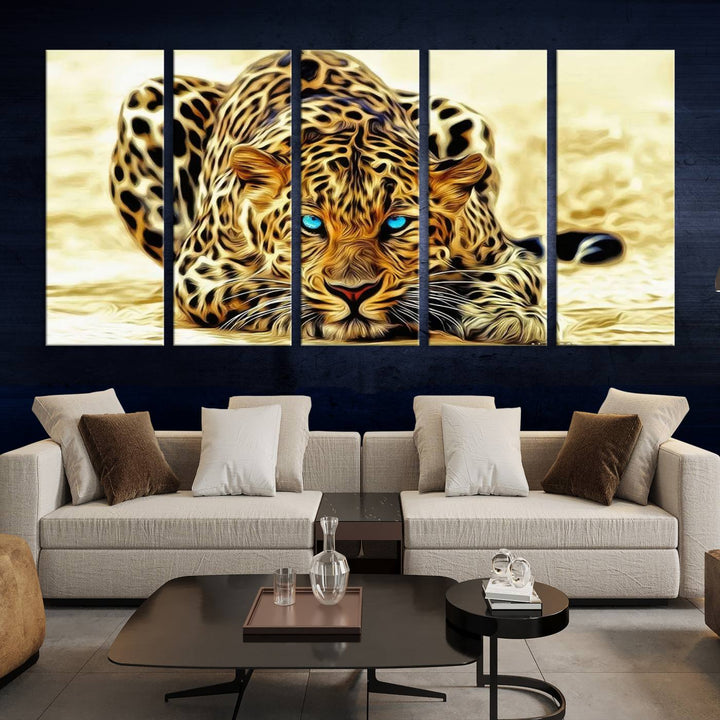 Leopard Blue Eye Wall Art Canvas Print