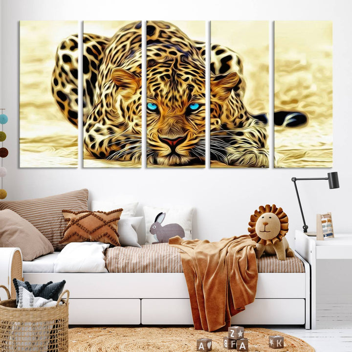 Leopard Blue Eye Wall Art Canvas Print