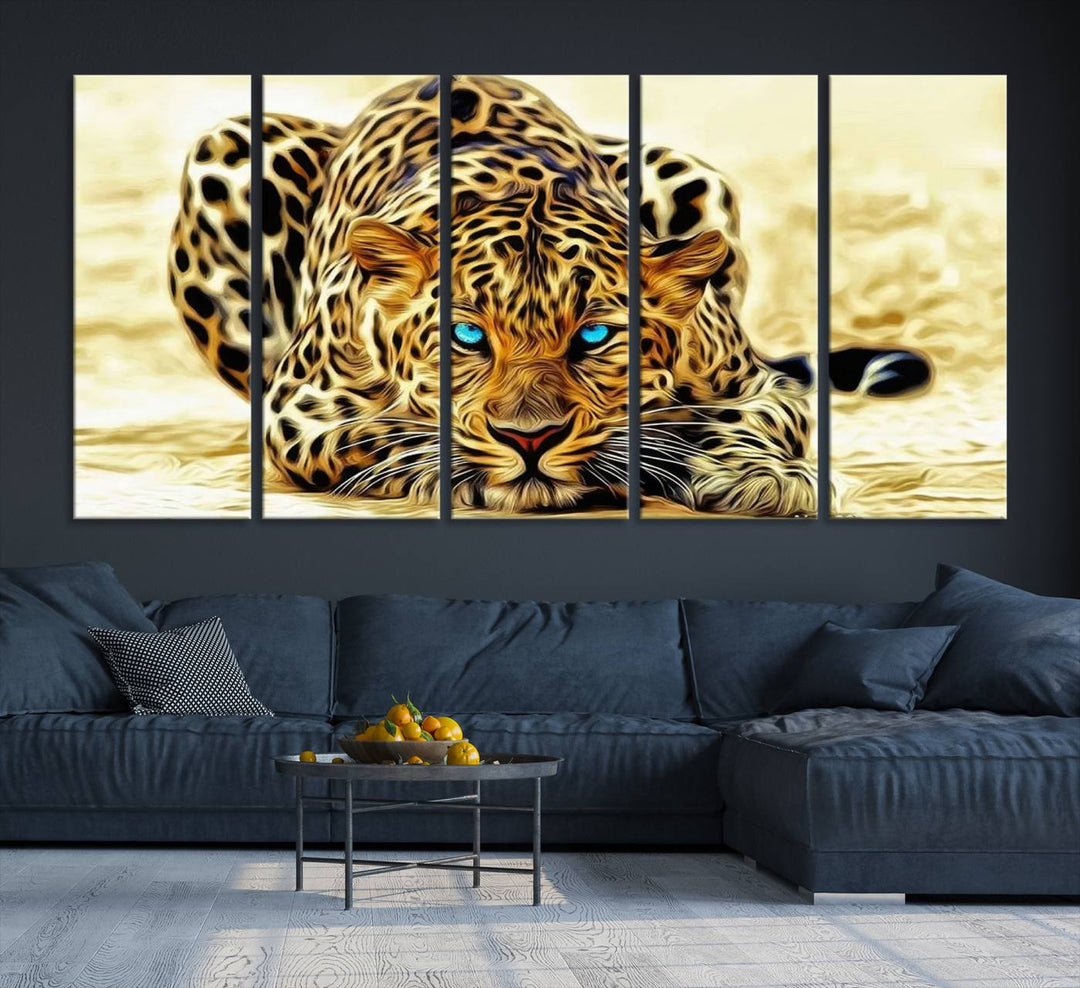 Leopard Blue Eye Wall Art Canvas Print