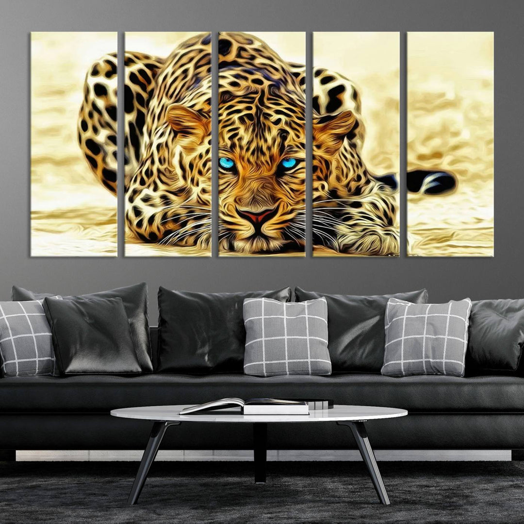 Leopard Blue Eye Wall Art Canvas Print