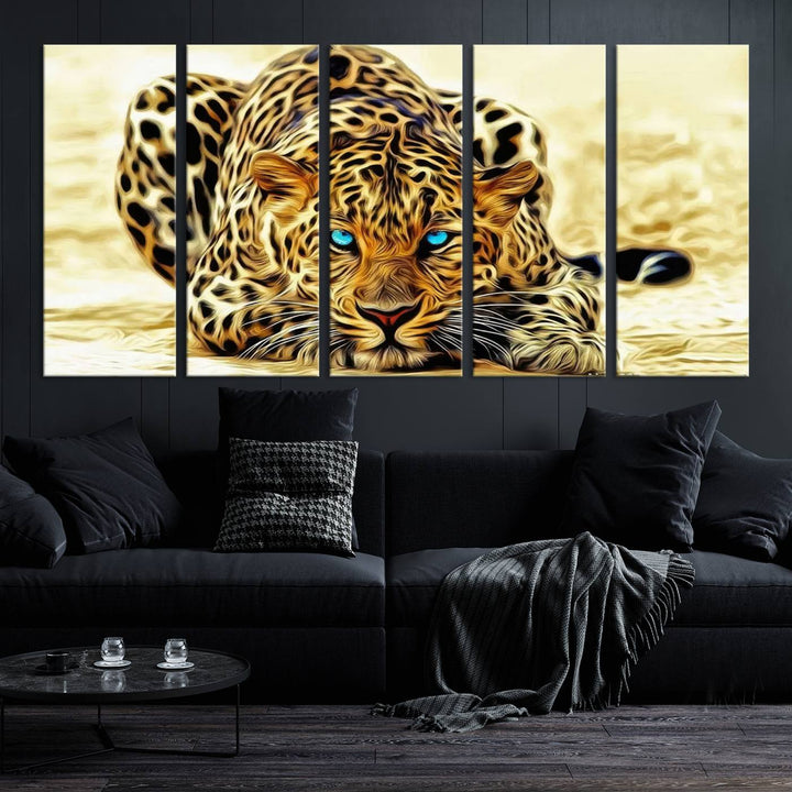 Leopard Blue Eye Wall Art Canvas Print