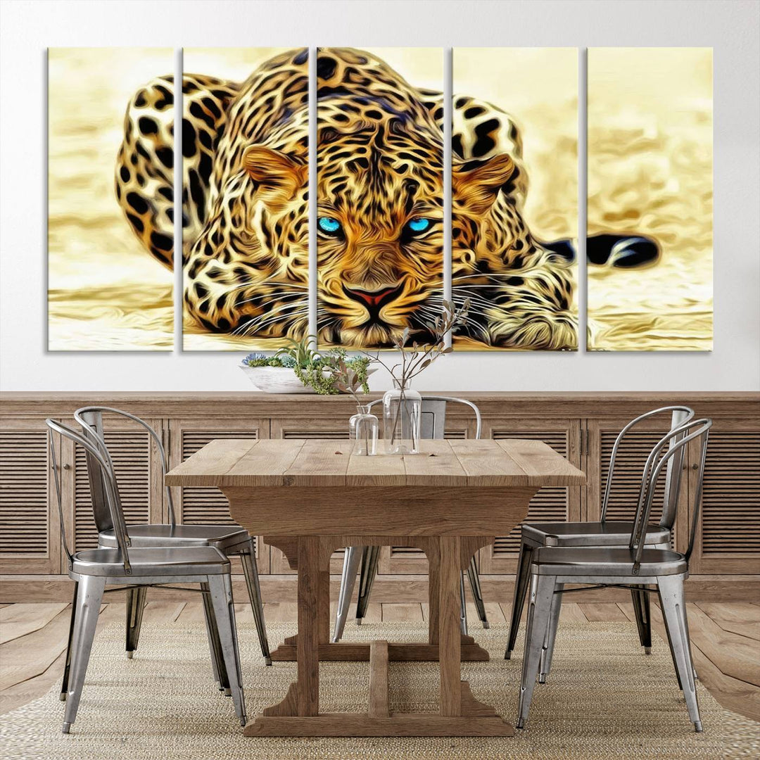 Leopard Blue Eye Wall Art Canvas Print