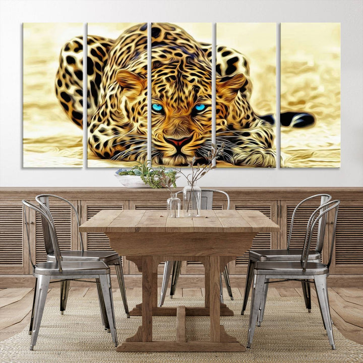 Leopard Blue Eye Wall Art Canvas Print