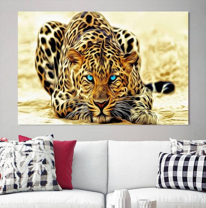 Leopard Blue Eye Wall Art Canvas Print