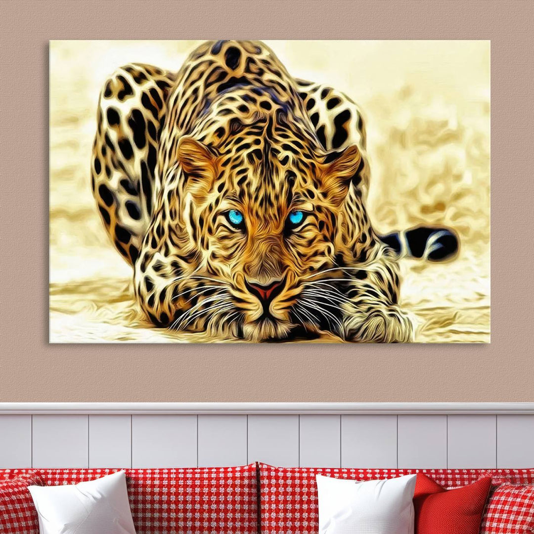 Leopard Blue Eye Wall Art Canvas Print