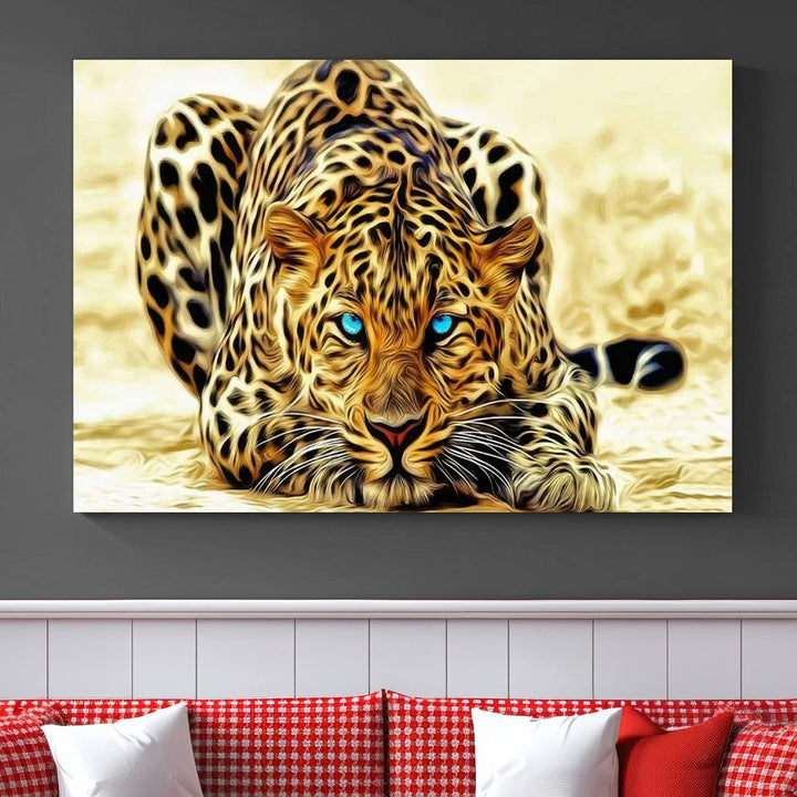 Leopard Blue Eye Wall Art Canvas Print