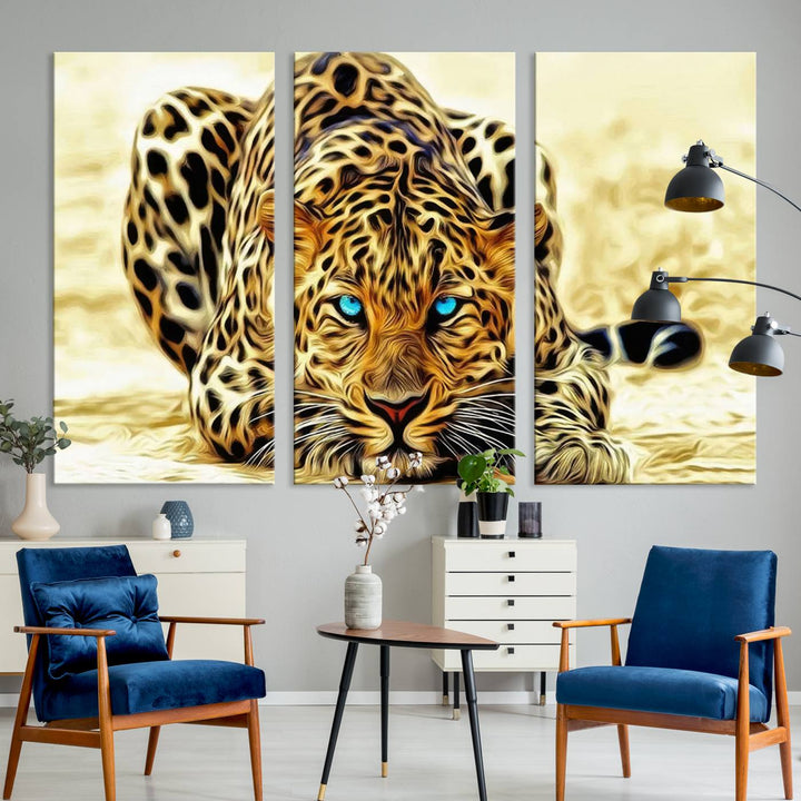 Leopard Blue Eye Wall Art Canvas Print