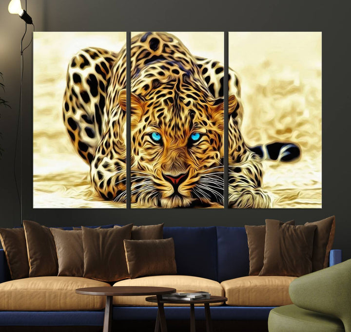 Leopard Blue Eye Wall Art Canvas Print