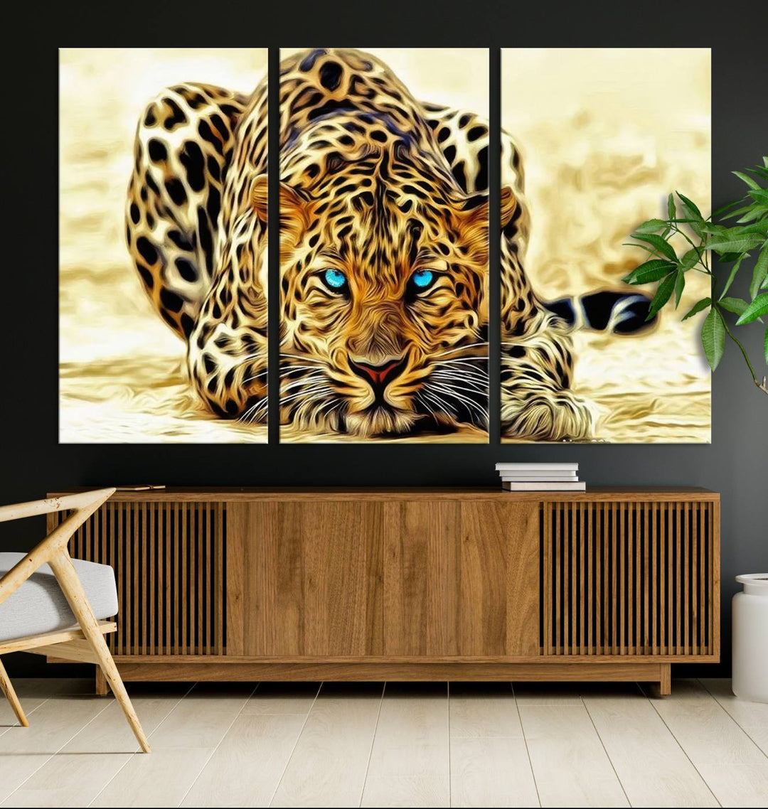 Leopard Blue Eye Wall Art Canvas Print