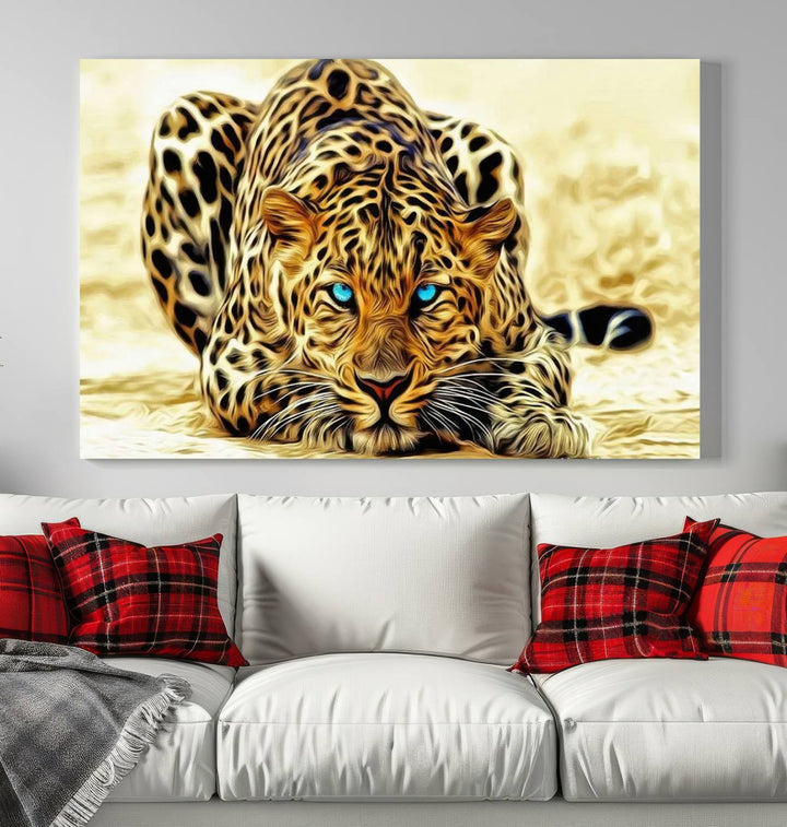 Leopard Blue Eye Wall Art Canvas Print